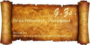 Greifenstein Zsigmond névjegykártya